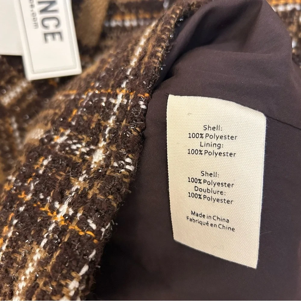 L'AGENCE Kenzie Plaid Tweed Double-Breasted Blazer in Brown / Gold Size 6 - Picture 12 of 15